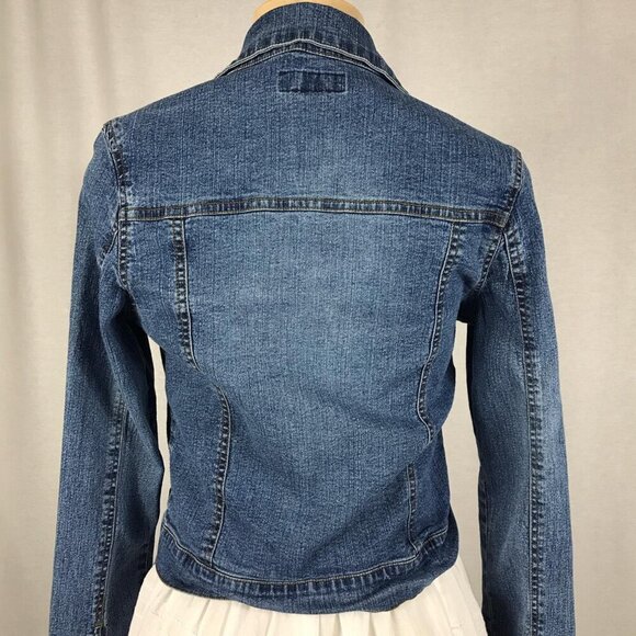 Djeans Fitted Bedazzled Jean Jacket Size 7/8 With Pockets,Buttons. Preloved - Picture 4 of 4